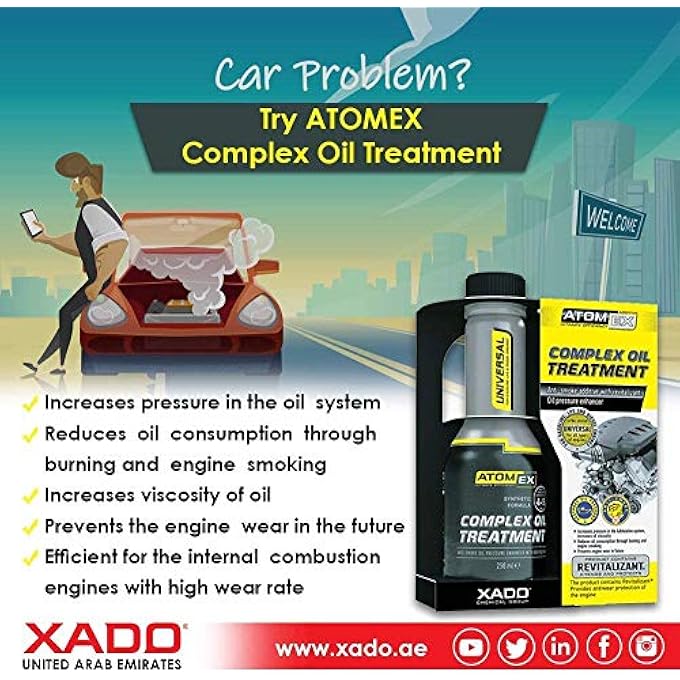 Xado COMPLEX OIL TREATMENT, ANTISMOKE ADDITIVE, ELIMINATES EXHAUST SMOKE WITH CERAMIC METAL CONDITIONER REVITALIZANT - 250ML ATOMEX SERIES DEAL OF 2 - Image 2